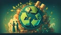 Sustainable Living - 3Rs - Reduce, Reuse, Recycle. AI generative.