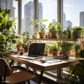 Sustainable Oasis: Modern Eco-Friendly Office in Vibrant Cityscape