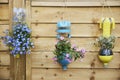 Sustainable Plant Holders Made From Repurposed Recycled Plastic Bottles In Garden Royalty Free Stock Photo