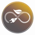 Sustainable Power Infinity Loop with Leaf and Plug Royalty Free Stock Photo