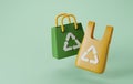 Sustainable Shopping, 3D Icon of Recycled Bag Ecology Icon. 3D Render