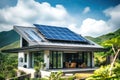 Sustainable Splendor: Modern Asian House adorned with Sleek Solar Panels, Embracing Eco-Friendly Living