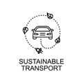 sustainable transport outline icon. Element of enviroment protection icon with name for mobile concept and web apps. Thin line Royalty Free Stock Photo
