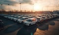 Sustainable transportation company electric cars charging on parking lot Creating using generative AI tools