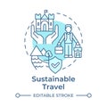 Sustainable travel soft blue concept icon