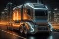 Sustainable Future of Trucking: Neon-Lit Hydrogen Truck Concept, generative ai