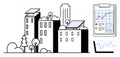 Sustainable urban buildings with solar panels and energy data analysis tools Royalty Free Stock Photo