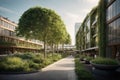 Sustainable urban design featuring eco-friendly elements