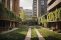 Sustainable urban design featuring eco-friendly elements