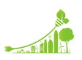 Sustainable Urban Growth in the City,Ecology.Green cities help the world with eco-friendly concept ideas, vector illustration Royalty Free Stock Photo