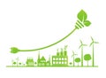 Sustainable Urban Growth in the City,Ecology.Green cities help the world with eco-friendly concept ideas, vector illustration Royalty Free Stock Photo