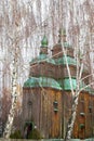 Sustainable and wooden ecological comfortable traditional national slavic ethnic authentic slavic church temple in rural