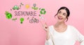 Sustainable with young woman Royalty Free Stock Photo