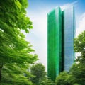 Sustainble Green Sustainable Glass Office Building With Tree For Reducing Carbon Office With Green