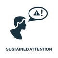 Sustained Attention icon. Monochrome sign from cognitive skills collection. Creative Sustained Attention icon
