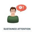 Sustained Attention icon. 3d illustration from cognitive skills collection. Creative Sustained Attention 3d icon for web