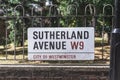 Sutherland Avenue name sign, London