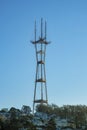 Sutro telecommunications tower is the tallest visible landmark in the historic districts of downtown san francisco Royalty Free Stock Photo