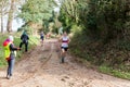 Sutton, Suffolk, UK December 15 2019: A adults over 18 cross country running race through a muddy countryside course