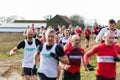 Sutton, Suffolk, UK December 15 2019: A adults over 18 cross country running race through a muddy countryside course
