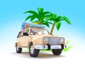 SUV adventure with palm Royalty Free Stock Photo