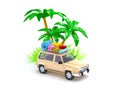 SUV adventure with palm Royalty Free Stock Photo