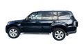 SUV auto, black big car side view, isolated on white background Royalty Free Stock Photo