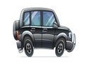 SUV black car. Cartoon character. Vector illustration. Royalty Free Stock Photo