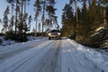 Suv, car, driving in snowy conditions Royalty Free Stock Photo