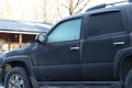 Suv / car with icy windows in winter Royalty Free Stock Photo