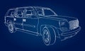 Suv car outline drawing of a hand. Royalty Free Stock Photo