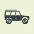 Suv car side view silhouette, offroad label, emblem or badge, offroader