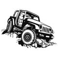 SUV CAR - Truck 4x4 Off Road - Off-road car for tshirt and emblem Royalty Free Stock Photo