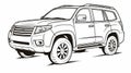 Suv Coloring Page: Toyota Land Cruiser In Simplistic Vector Art Style