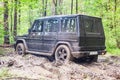 SUV got stuck in the mud in the forest, off-road Royalty Free Stock Photo