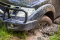 SUV got stuck in the mud, wheel closeup