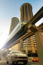 SUV on motion under the Seattle monorail