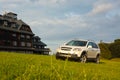 SUV at a mountain hotel Royalty Free Stock Photo