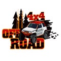 SUV Rides In The Wild. Logo Of The Event. Rally On The Rough Terrain On A Tuned Car