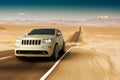 A SUV in a road at the Atacama Desert