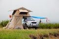 SUV with rooftop tent on sea c