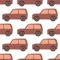 Suv seamless pattern. Doodle cars vector illustration