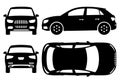 SUV silhouette vector illustration with side, front, back, top view Royalty Free Stock Photo