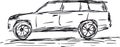 Hand drawing of a car - a large SUV car Royalty Free Stock Photo