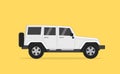 Suv with white color and strong tough design 4 wheel drive with yellow background color -