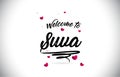Suva Welcome To Word Text with Handwritten Font and Pink Heart Shape Design