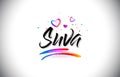 Suva Welcome To Word Text with Love Hearts and Creative Handwritten Font Design Vector