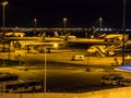 Suvarnabhumi Airport,Samut Prakan Province,Thailand,June 3,2017:Airport with airplanes at night. Royalty Free Stock Photo