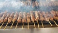 Suvlaki or souvlakia meat greek ethnic food Royalty Free Stock Photo