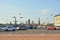 Suvorov Square and Trinity Bridge in St. Petersburg.